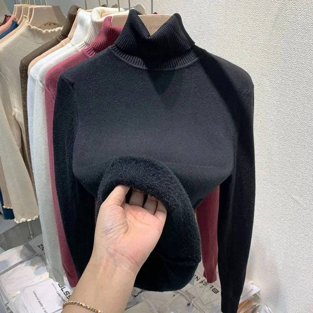 Blusa afelpada cuello tortuga