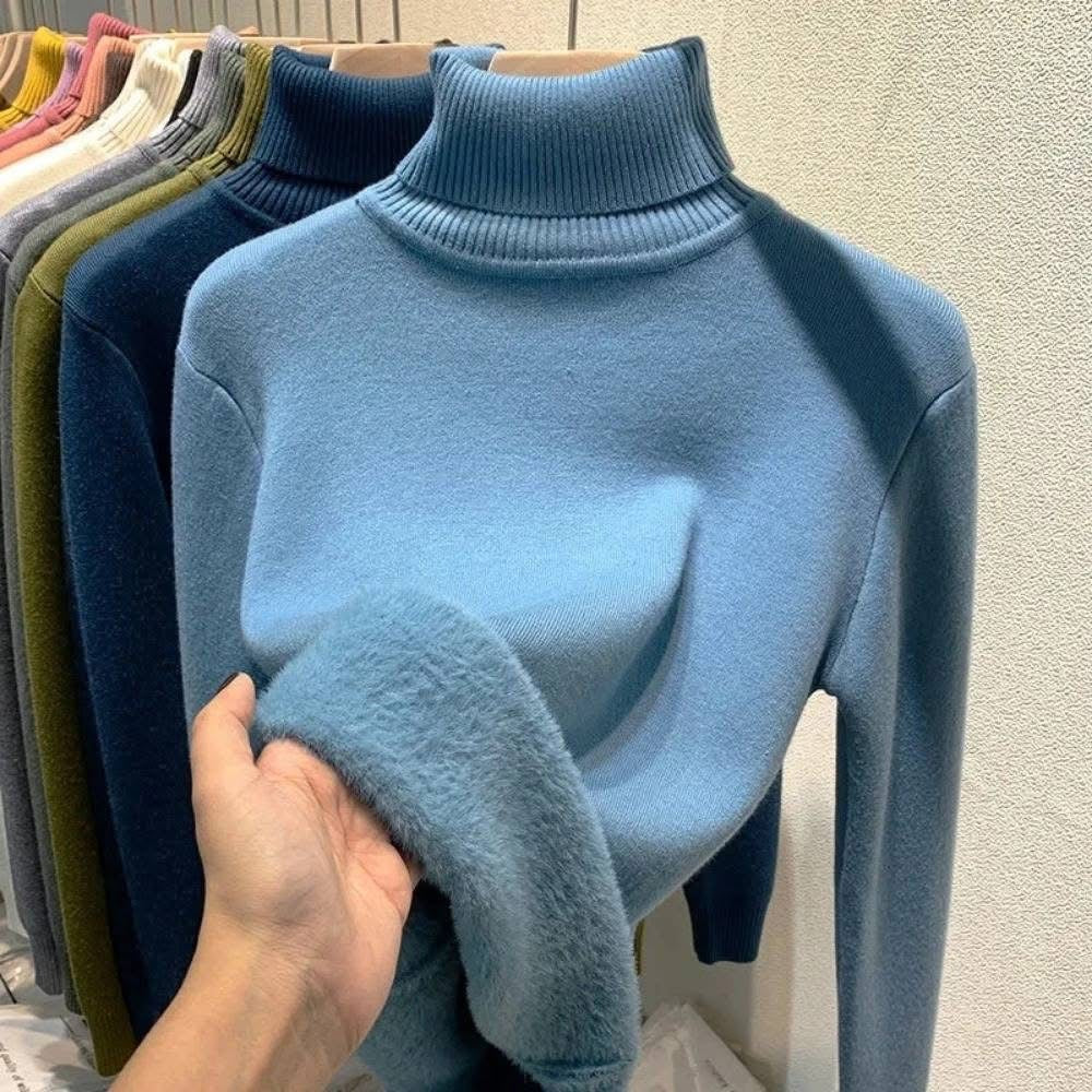 Blusa afelpada cuello tortuga
