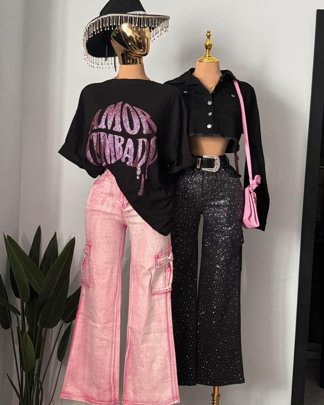 Blusa oversize "AMOR TUMBADO" pedrería