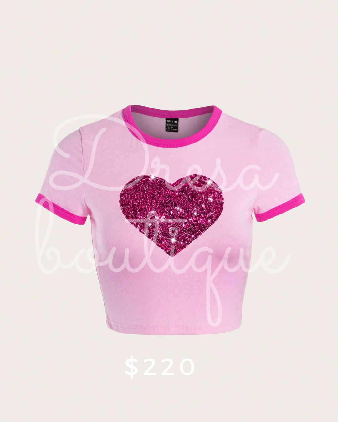 Blusa top rosa corazón