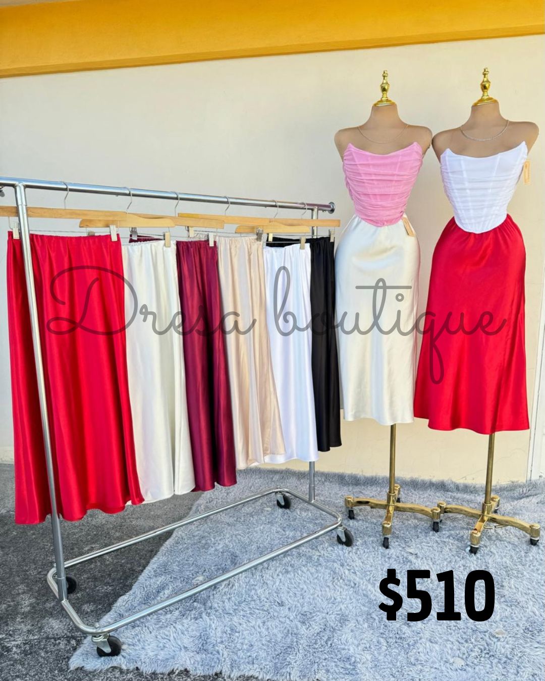 Falda midi satin