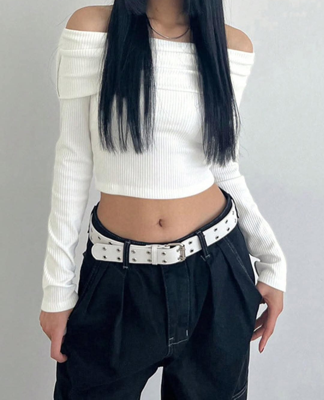 Blusa hombros caídos manga larga