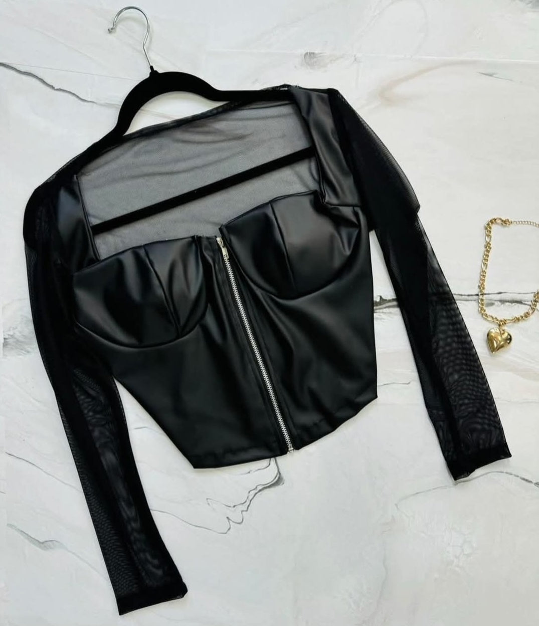 Blusa corset con mesh