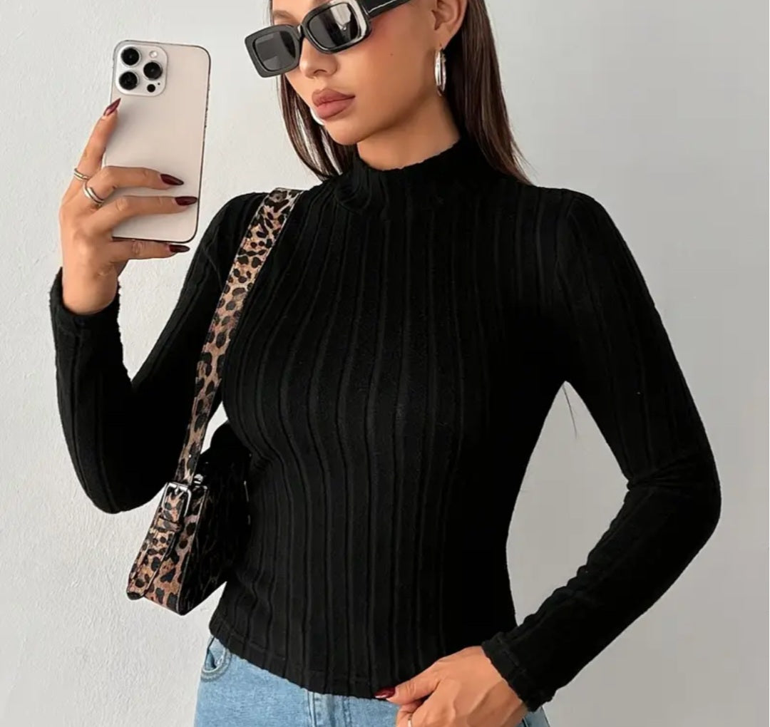 Blusa canale cuello medio alto