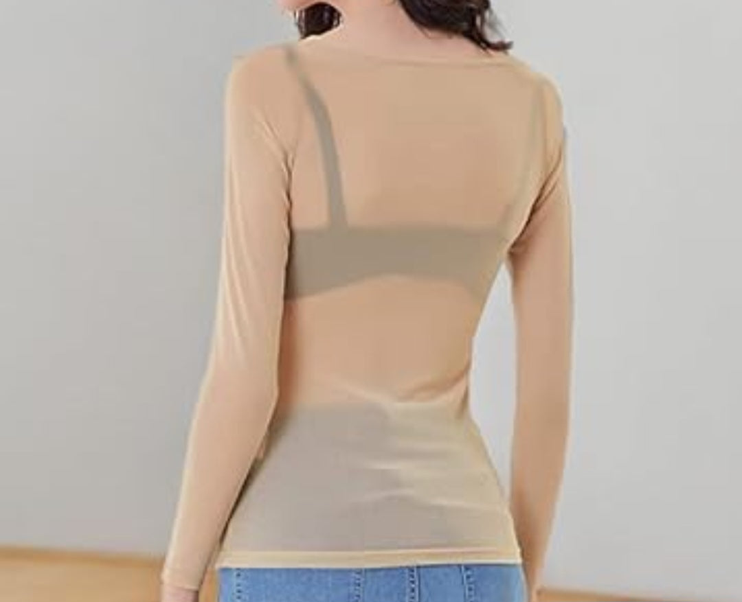 Blusa mesh manga larga