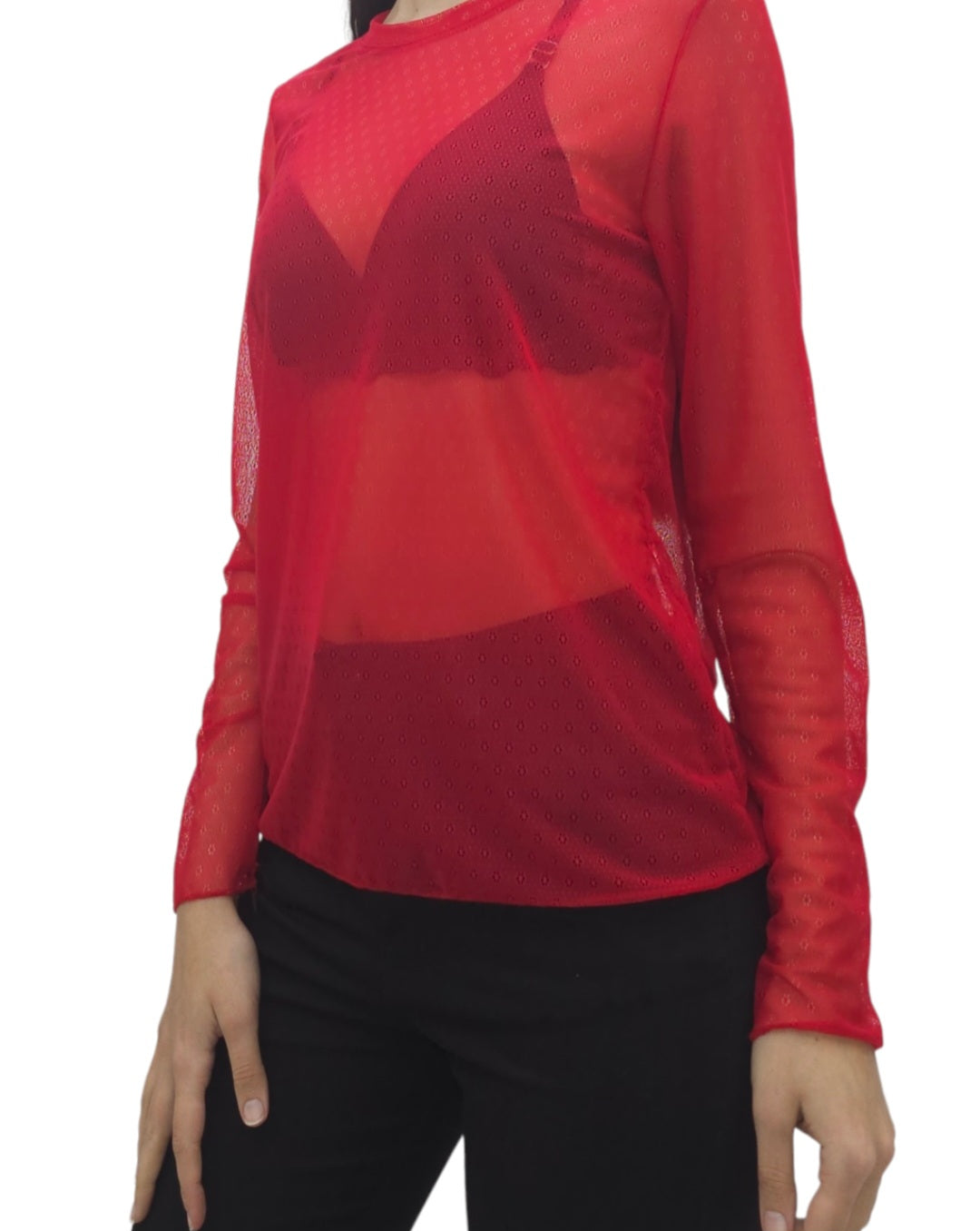 Blusa mesh manga larga