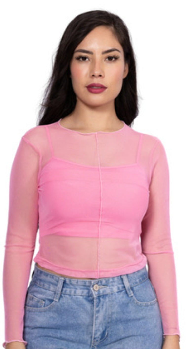 Blusa mesh manga larga