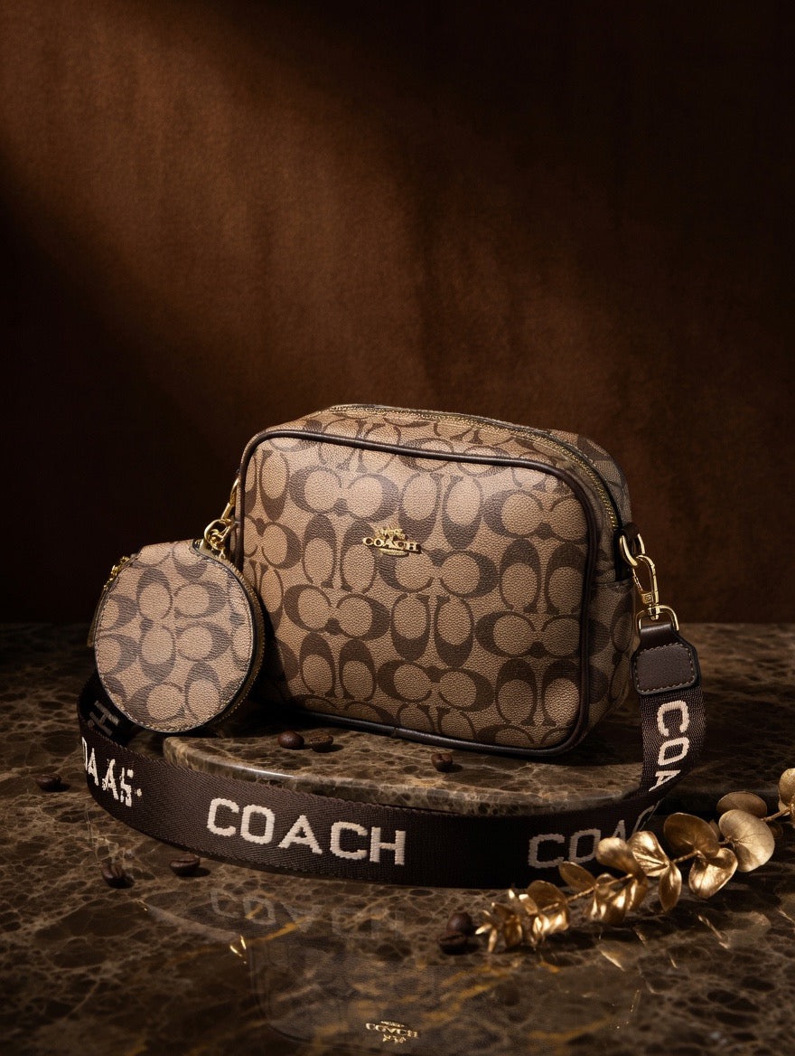 Coach- Bandolera/ Monedero- 2 Modelos (Medida 20x16x7cm) Combinado Con Liso 6 pz