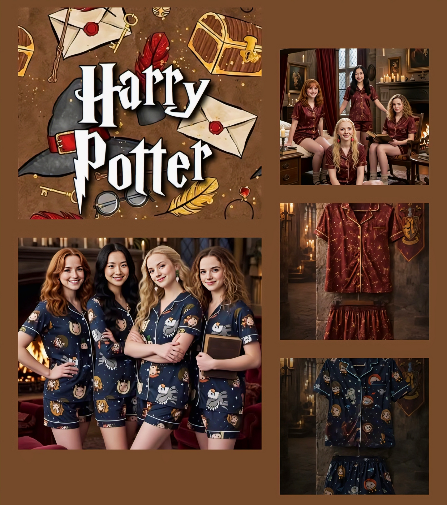 Conjunto Pijama Harry Potter/Azul-Rojo/ 2 Modelos (Unitalla Mayoria Azul). 6 pz